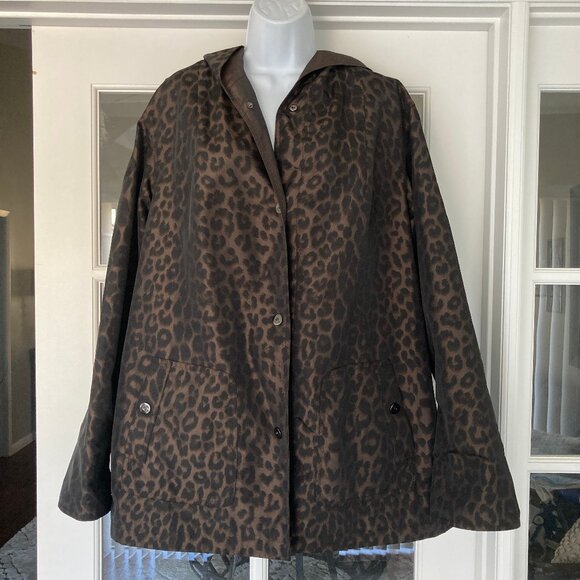 Vintage  2000 Portrait Leopard Hooded Snap Closure Windbreaker Jacket   X Large - Picture 1 of 12